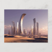 Futuristic Surreal Skyscrapers In Desert Landscape ポストカード (正面)
