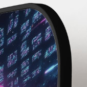 Futuristic Synthwave Cityscape Neon Purple ピックルボールラケット (左詳細)