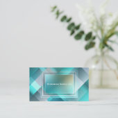 Futuristic Teal Geometric Layered Rectangle Modern 名刺 (スタンド正面)