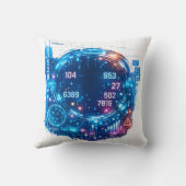 Futuristic Tech Interface Pillow – Digital HUD  クッション (裏面)