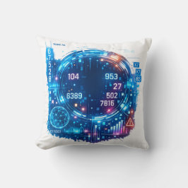 Futuristic Tech Interface Pillow – Digital HUD  クッション