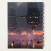 Futuristic towers floating above harbor プランナー手帳 (裏面)