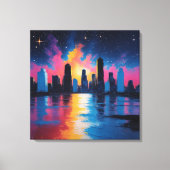 Futuristic Urban Skyline at Sunset Canvas Print  キャンバスプリント (正面)