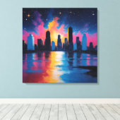 Futuristic Urban Skyline at Sunset Canvas Print  キャンバスプリント (インサイチュ (ウッドフロア))
