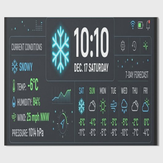 Futuristic Weather Dashboard UI Wrapping Paper ラッピングペーパー (フラット)