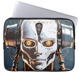 Futuristic White Gold Android Cyborg Face ラップトップスリーブ