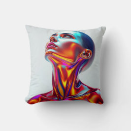 Futuristic woman portrait, sci-fi aesthetics, neon クッション