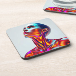 Futuristic woman portrait, sci-fi aesthetics, neon コースター