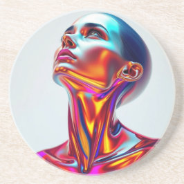 Futuristic woman portrait, sci-fi aesthetics, neon コースター