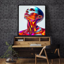 Futuristic woman portrait, sci-fi aesthetics, neon