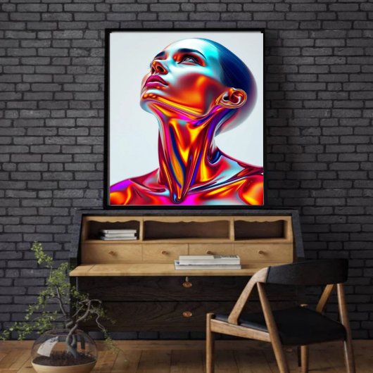 Futuristic woman portrait, sci-fi aesthetics, neon フォトプリント           