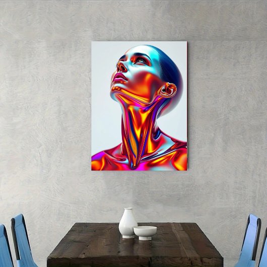 Futuristic woman portrait, sci-fi aesthetics, neon フォトプリント