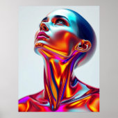 Futuristic woman portrait, sci-fi aesthetics, neon ポスター (正面)