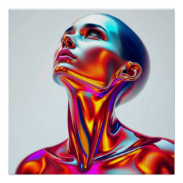 Futuristic woman portrait, sci-fi aesthetics, neon ポスター