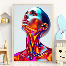 Futuristic woman portrait, sci-fi aesthetics, neon ポスター