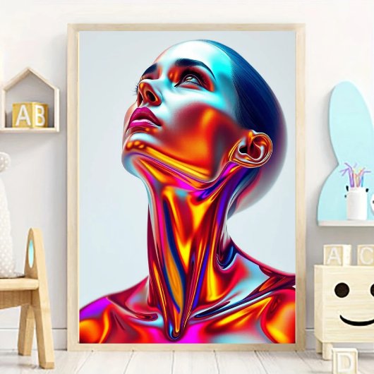 Futuristic woman portrait, sci-fi aesthetics, neon ポスター