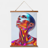 Futuristic woman portrait, sci-fi aesthetics, neon 吊り下げ型タペストリー (正面)