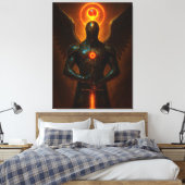 Futuristischer Erzengel des Glutreichs mit Schwert キャンバスプリント (インサイチュ (寝室))