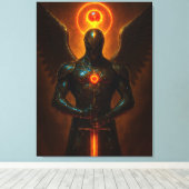 Futuristischer Erzengel des Glutreichs mit Schwert キャンバスプリント (インサイチュ (ウッドフロア))