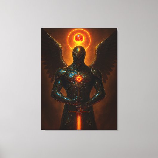 Futuristischer Erzengel des Glutreichs mit Schwert キャンバスプリント (正面)