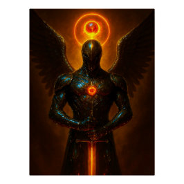 Futuristischer Erzengel des Glutreichs mit Schwert ポスター