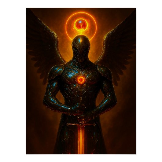 Futuristischer Erzengel des Glutreichs mit Schwert ポスター (正面)