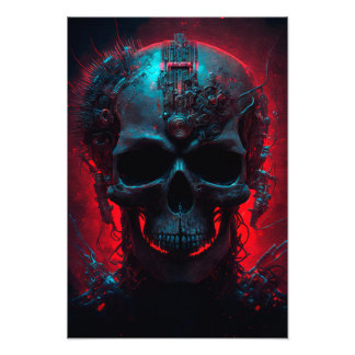 Futuristischer Totenkopf mit glühendem Hintergrund フォトプリント