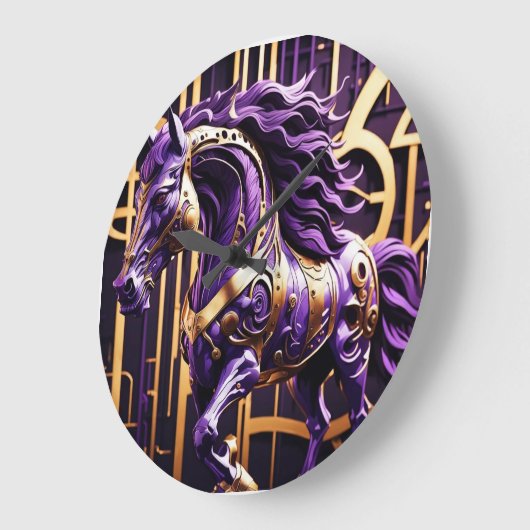 „Futuristisches Pferd“ ラージ壁時計 (傾斜)