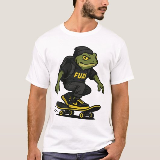 FUZI – アーバンスケーターFrogストリートウェアTシャツ Tシャツ (正面)