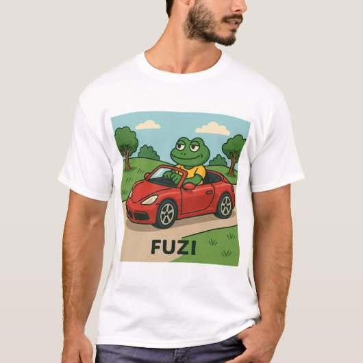 FUZI – ロードトリップキング | コンバーチクールブルのカエル Tシャツ (正面)