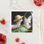 Fuzzy Caterpillar Staring at a Fairy Butterfly スタンダードカクテルナプキン (インサイチュ)