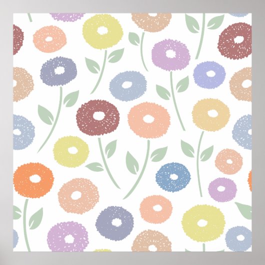 Fuzzy Flower Lg Pattern Pastels ポスター (正面)