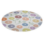 Fuzzy Flower Lg Pattern Pastels on White カッティングボード (角)