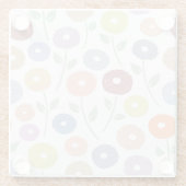 Fuzzy Flower Lg Pattern Pastels on White ガラスコースター (裏面)
