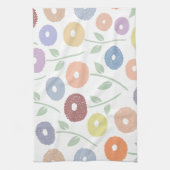 Fuzzy Flower Lg Pattern Pastels on White キッチンタオル (縦)