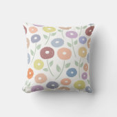 Fuzzy Flower Lg Pattern Pastels on White クッション (正面)