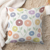 Fuzzy Flower Lg Pattern Pastels on White クッション (ブランケット)