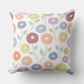 Fuzzy Flower Lg Pattern Pastels on White クッション (正面)