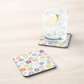 Fuzzy Flower Lg Pattern Pastels on White コースター (右側)