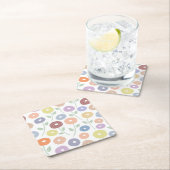 Fuzzy Flower Lg Pattern Pastels on White スクエアペーパーコースター (インサイチュ)