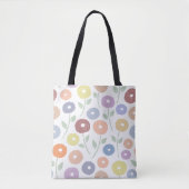 Fuzzy Flower Lg Pattern Pastels on White トートバッグ (正面)