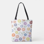 Fuzzy Flower Lg Pattern Pastels on White トートバッグ (裏面)