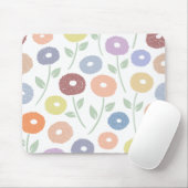 Fuzzy Flower Lg Pattern Pastels on White マウスパッド (マウス)