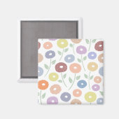 Fuzzy Flower Lg Pattern Pastels on White マグネット (正面/裏面)