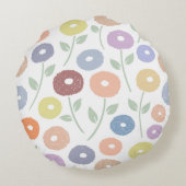 Fuzzy Flower Lg Pattern Pastels on White ラウンドクッション (裏面)