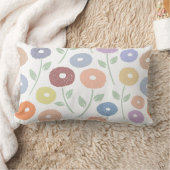 Fuzzy Flower Lg Pattern Pastels on White ランバークッション (ブランケット)
