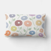 Fuzzy Flower Lg Pattern Pastels on White ランバークッション (正面)