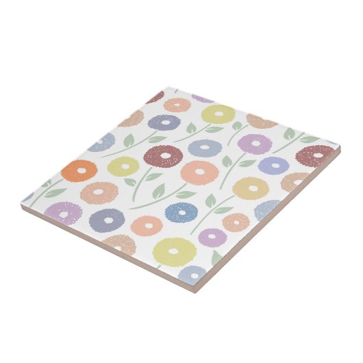 Fuzzy Flower Pattern Pastels タイル (側面)