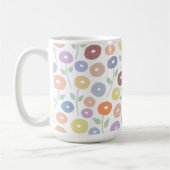 Fuzzy Flower Pattern Pastels on White コーヒーマグカップ (左)