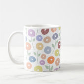 Fuzzy Flower Pattern Pastels on White コーヒーマグカップ (左)